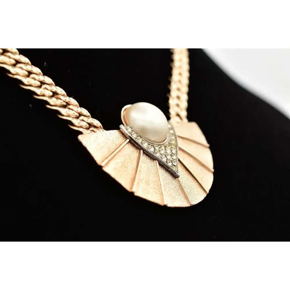 Park Lane Vintage Collar Necklace Chain Brushed Gold Heavy Chunky Signed BinA17
